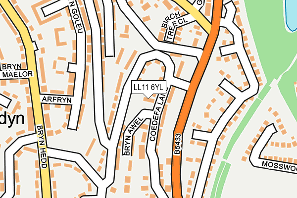 LL11 6YL map - OS OpenMap – Local (Ordnance Survey)