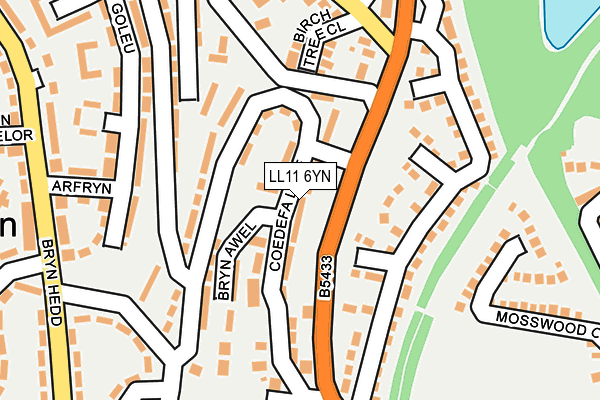 LL11 6YN map - OS OpenMap – Local (Ordnance Survey)