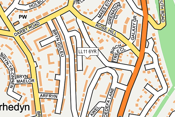 LL11 6YR map - OS OpenMap – Local (Ordnance Survey)
