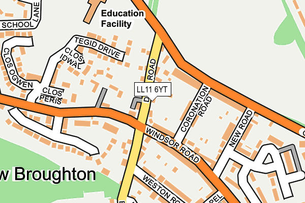 LL11 6YT map - OS OpenMap – Local (Ordnance Survey)