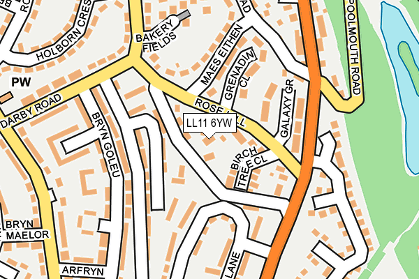 LL11 6YW map - OS OpenMap – Local (Ordnance Survey)
