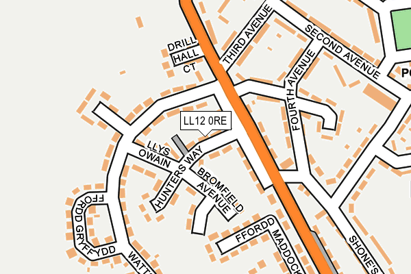 LL12 0RE map - OS OpenMap – Local (Ordnance Survey)