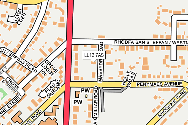 LL12 7AS map - OS OpenMap – Local (Ordnance Survey)