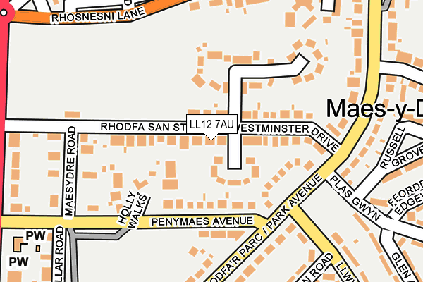 LL12 7AU map - OS OpenMap – Local (Ordnance Survey)