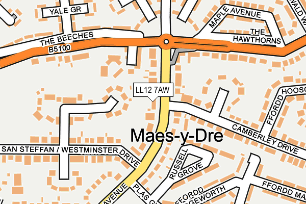 LL12 7AW map - OS OpenMap – Local (Ordnance Survey)
