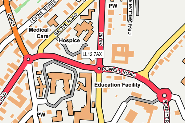 LL12 7AX map - OS OpenMap – Local (Ordnance Survey)