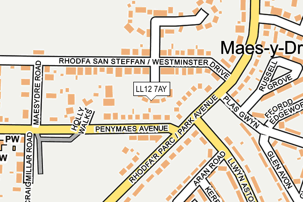 LL12 7AY map - OS OpenMap – Local (Ordnance Survey)