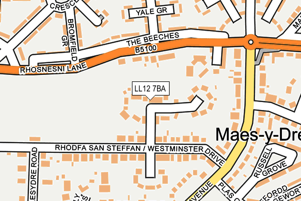LL12 7BA map - OS OpenMap – Local (Ordnance Survey)