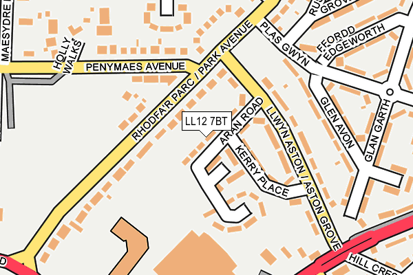 LL12 7BT map - OS OpenMap – Local (Ordnance Survey)