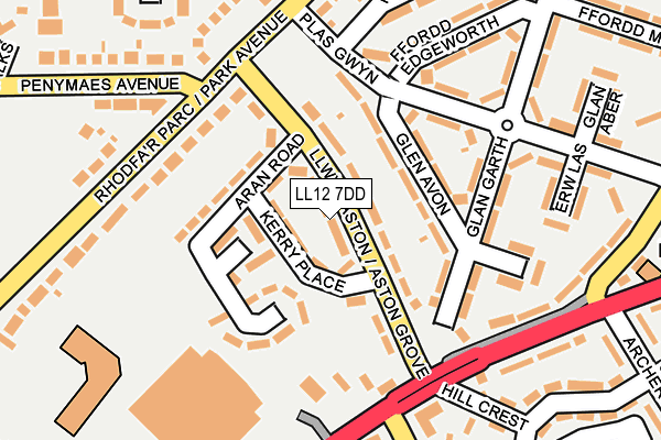 LL12 7DD map - OS OpenMap – Local (Ordnance Survey)