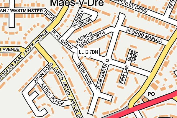 LL12 7DN map - OS OpenMap – Local (Ordnance Survey)