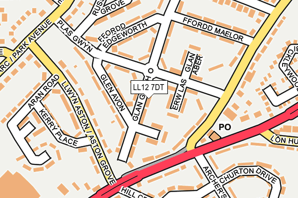 LL12 7DT map - OS OpenMap – Local (Ordnance Survey)