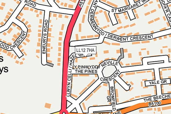 LL12 7HA map - OS OpenMap – Local (Ordnance Survey)