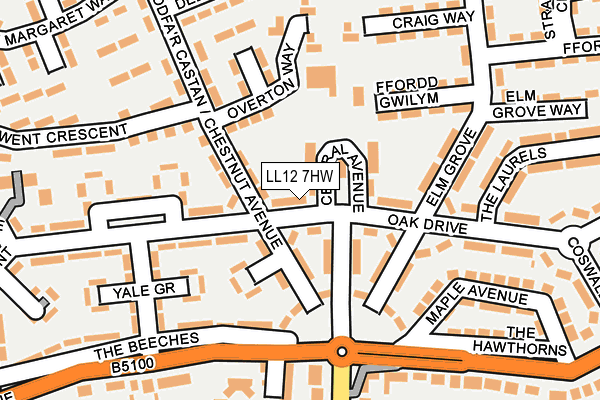 LL12 7HW map - OS OpenMap – Local (Ordnance Survey)