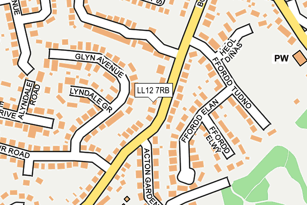 LL12 7RB map - OS OpenMap – Local (Ordnance Survey)