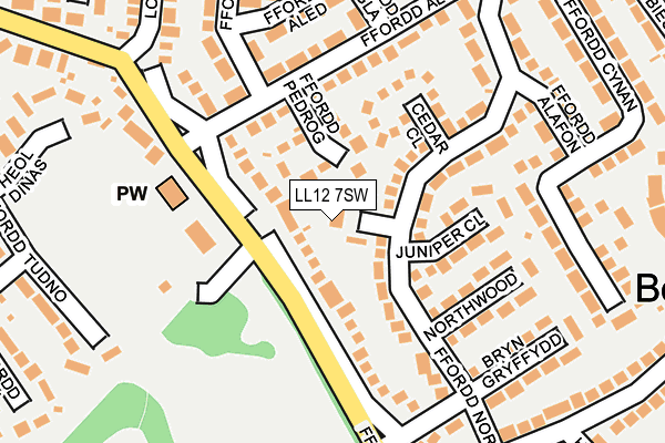 LL12 7SW map - OS OpenMap – Local (Ordnance Survey)