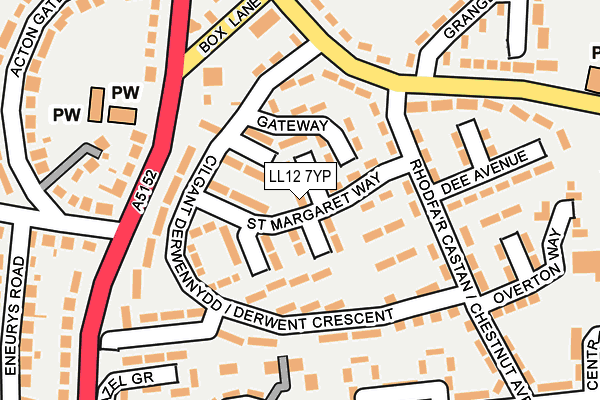 LL12 7YP map - OS OpenMap – Local (Ordnance Survey)