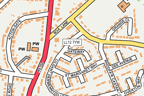 LL12 7YW map - OS OpenMap – Local (Ordnance Survey)