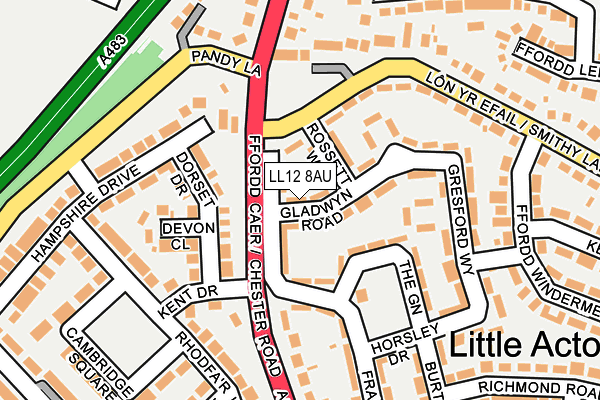 LL12 8AU map - OS OpenMap – Local (Ordnance Survey)