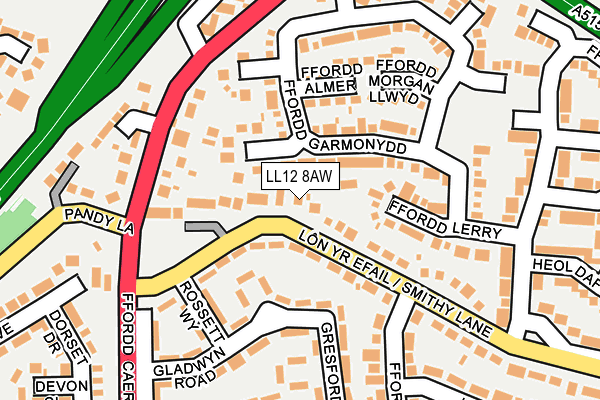 LL12 8AW map - OS OpenMap – Local (Ordnance Survey)