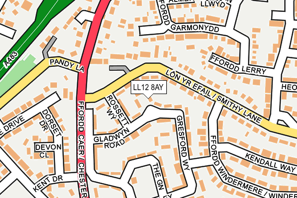 LL12 8AY map - OS OpenMap – Local (Ordnance Survey)