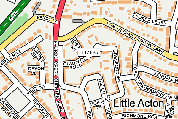 LL12 8BA map - OS OpenMap – Local (Ordnance Survey)