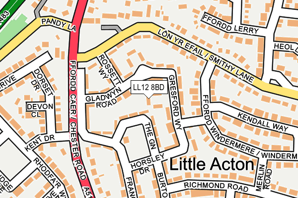 LL12 8BD map - OS OpenMap – Local (Ordnance Survey)
