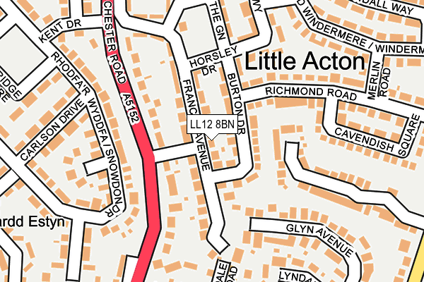 LL12 8BN map - OS OpenMap – Local (Ordnance Survey)