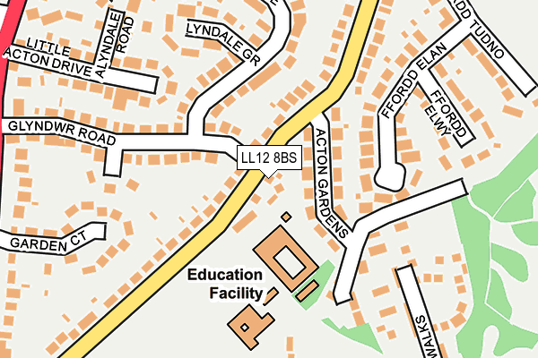 LL12 8BS map - OS OpenMap – Local (Ordnance Survey)