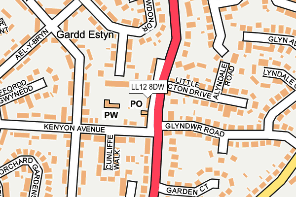 LL12 8DW map - OS OpenMap – Local (Ordnance Survey)