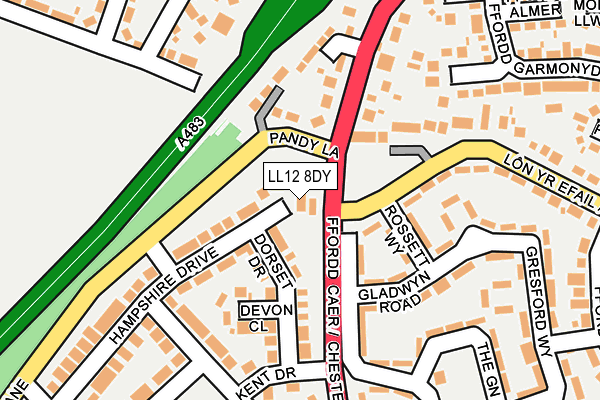 LL12 8DY map - OS OpenMap – Local (Ordnance Survey)