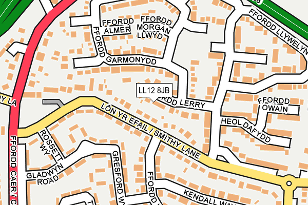 LL12 8JB map - OS OpenMap – Local (Ordnance Survey)