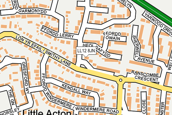 LL12 8JN map - OS OpenMap – Local (Ordnance Survey)