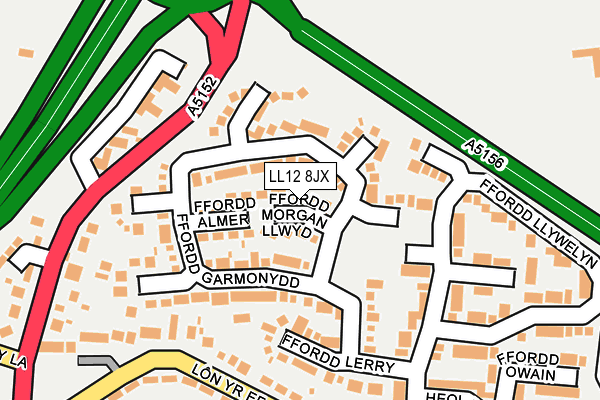 LL12 8JX map - OS OpenMap – Local (Ordnance Survey)