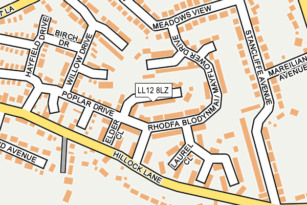 LL12 8LZ map - OS OpenMap – Local (Ordnance Survey)