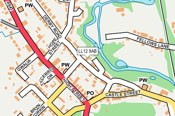 LL12 9AB map - OS OpenMap – Local (Ordnance Survey)