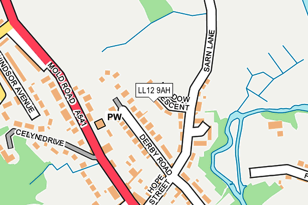 LL12 9AH map - OS OpenMap – Local (Ordnance Survey)