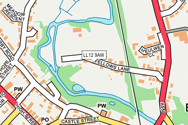 LL12 9AW map - OS OpenMap – Local (Ordnance Survey)