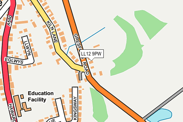 LL12 9PW map - OS OpenMap – Local (Ordnance Survey)