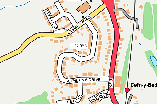 LL12 9YB map - OS OpenMap – Local (Ordnance Survey)