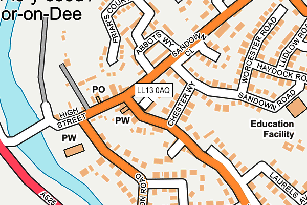 LL13 0AQ map - OS OpenMap – Local (Ordnance Survey)