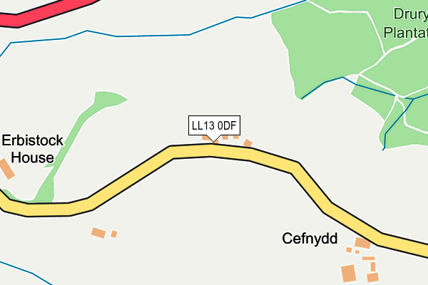 LL13 0DF map - OS OpenMap – Local (Ordnance Survey)