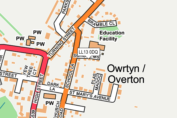 LL13 0DQ map - OS OpenMap – Local (Ordnance Survey)