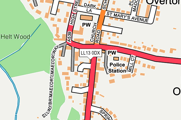 LL13 0DX map - OS OpenMap – Local (Ordnance Survey)