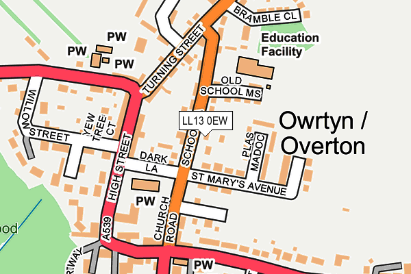 LL13 0EW map - OS OpenMap – Local (Ordnance Survey)
