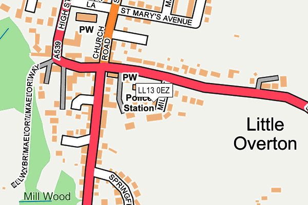 LL13 0EZ map - OS OpenMap – Local (Ordnance Survey)