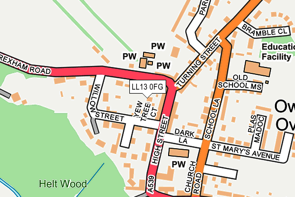 LL13 0FG map - OS OpenMap – Local (Ordnance Survey)