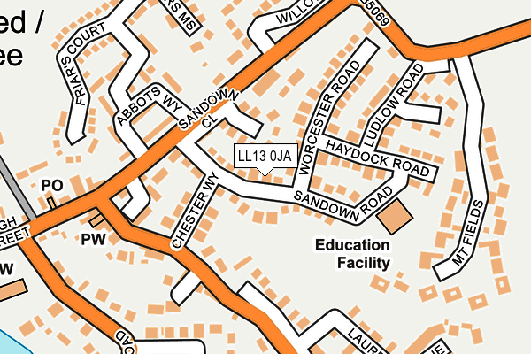 LL13 0JA map - OS OpenMap – Local (Ordnance Survey)