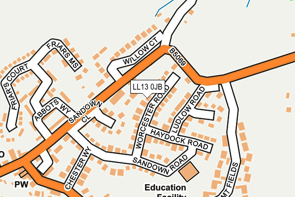 LL13 0JB map - OS OpenMap – Local (Ordnance Survey)