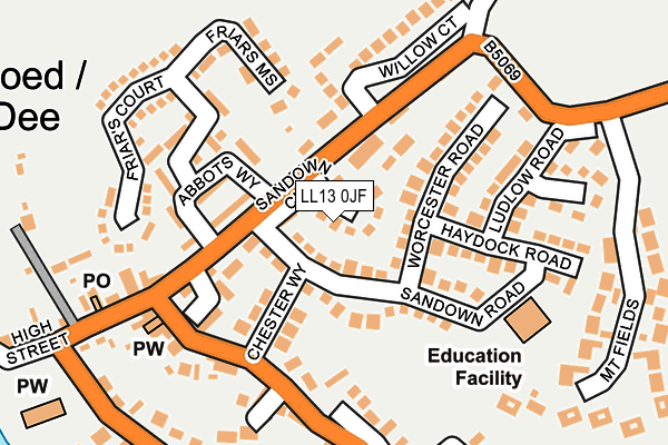 LL13 0JF map - OS OpenMap – Local (Ordnance Survey)